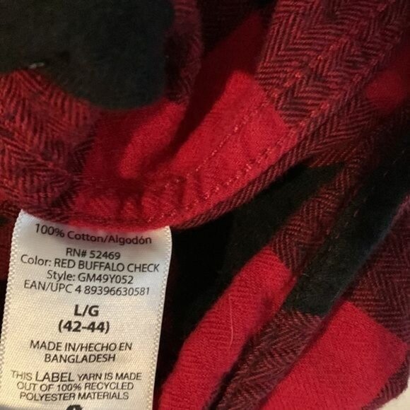 George Red & Black Buffalo Check Flannel Shirt L 42-44 Long Sleeve Button-Down 1 - Picture 3 of 8